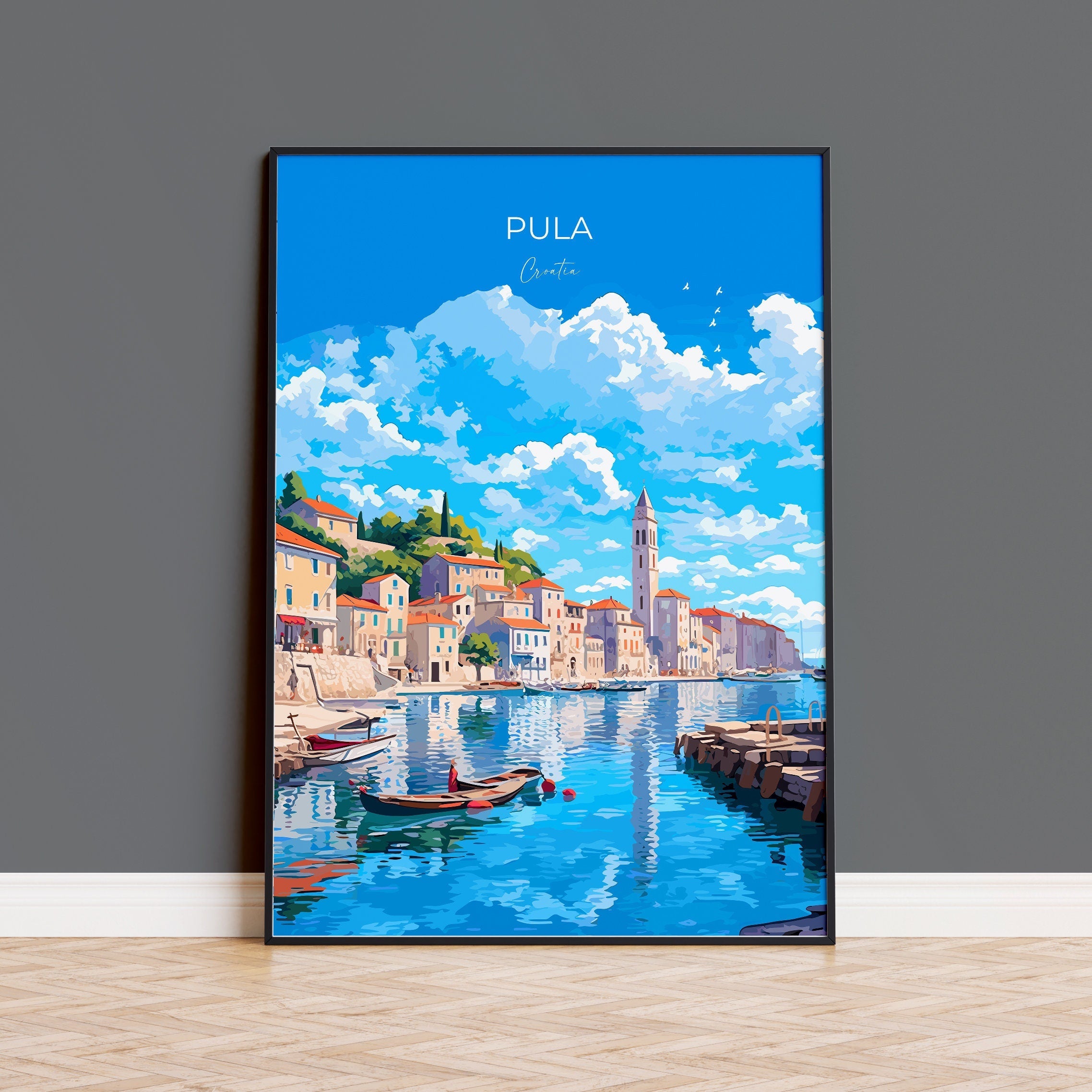 Pula Travel Print, Travel Poster of Pula, Croatia, Pula Art, Croatia Gift, Croatia Wall Art Print NQ Media Designs