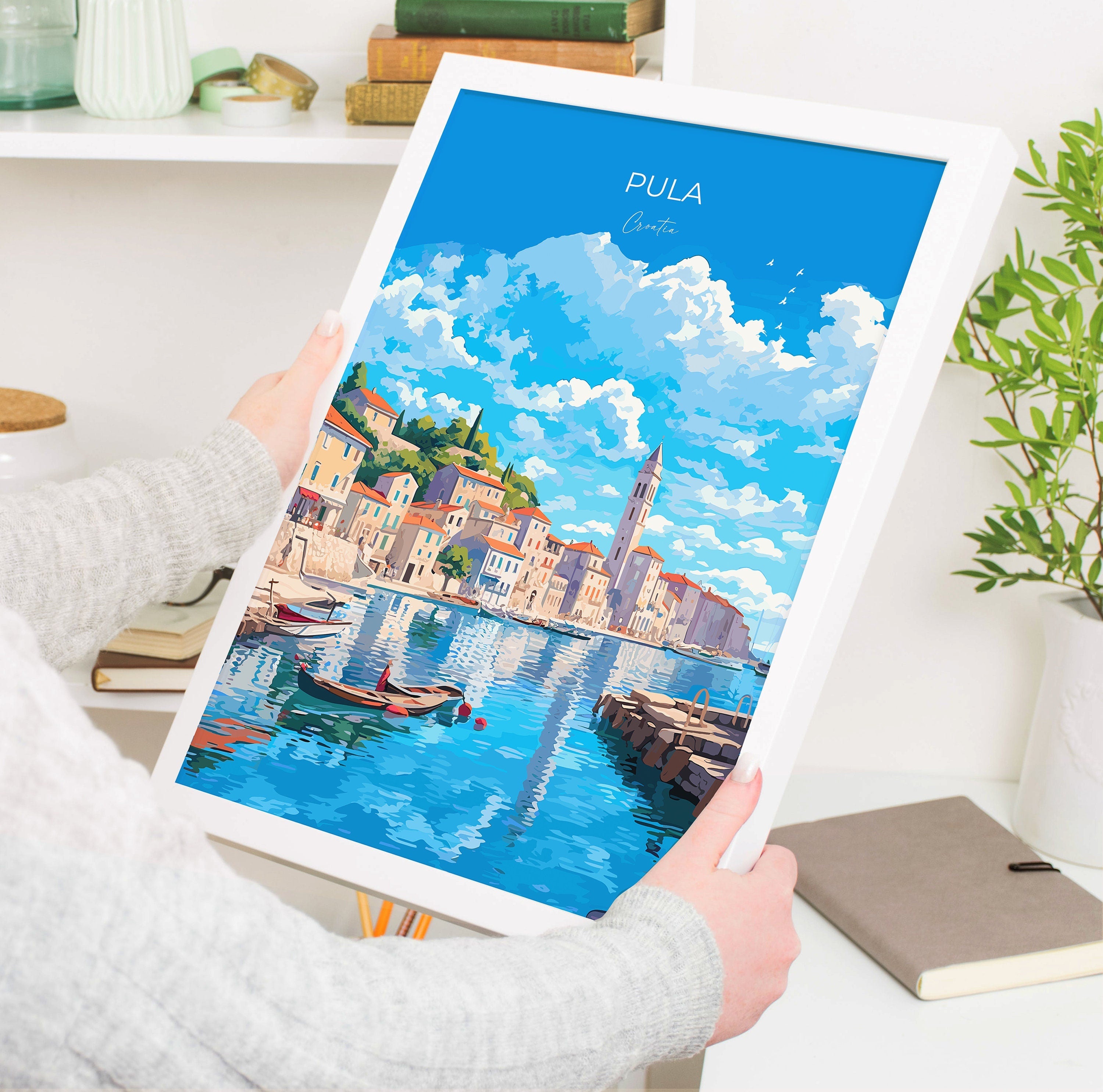 Pula Travel Print, Travel Poster of Pula, Croatia, Pula Art, Croatia Gift, Croatia Wall Art Print NQ Media Designs