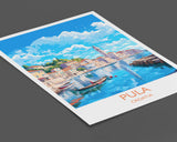 Pula Travel Print, Travel Poster of Pula, Croatia, Pula Art, Croatia Gift, Croatia Wall Art Print NQ Media Designs