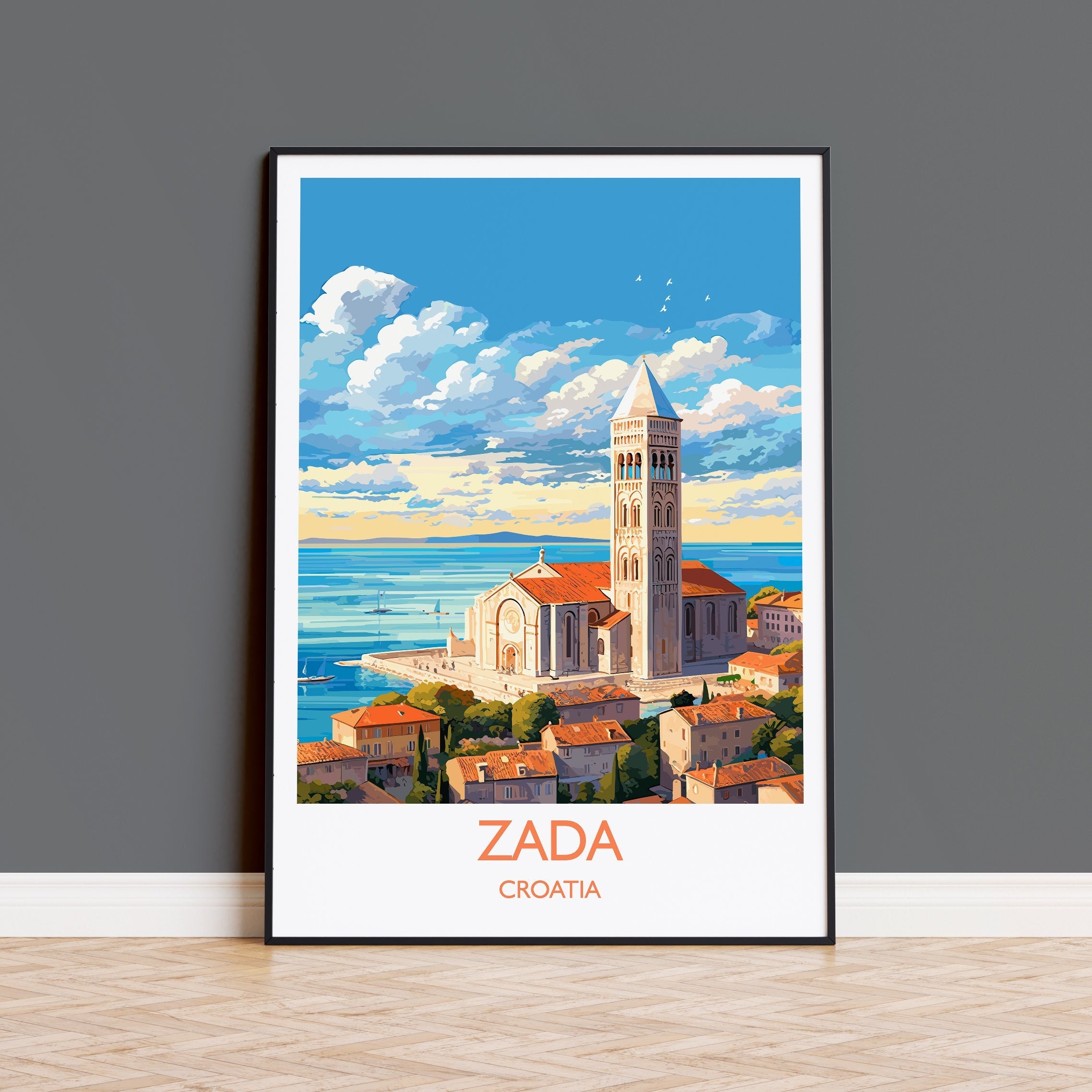Zada Travel Print, Travel Poster of Zada, Croatia, Zada Art, Croatia Gift, Croatia Wall Art Print NQ Media Designs