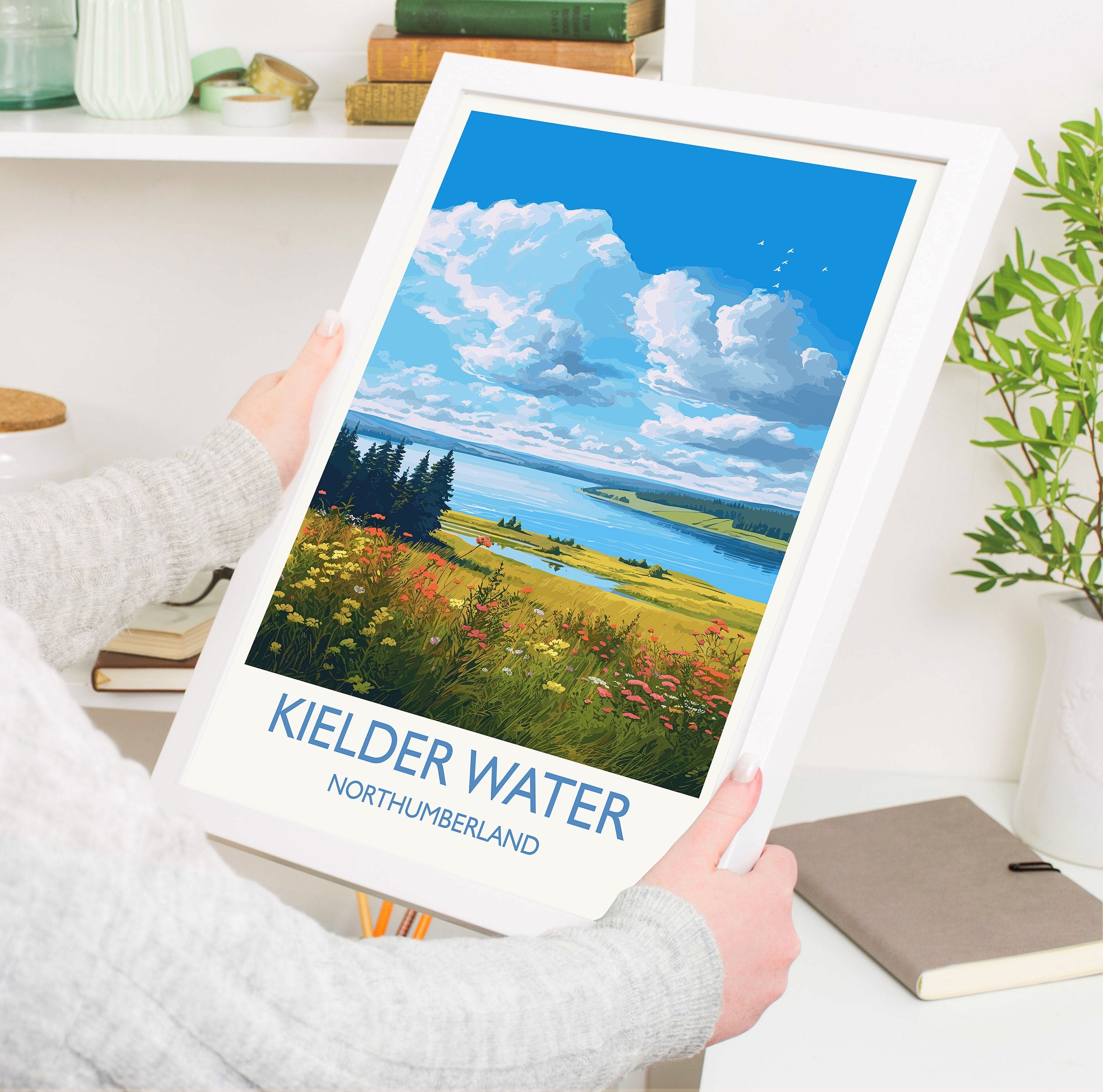 Kielder Water Travel Print, Travel Poster of Kielder Water, Kielder Water Reservoir, Kielder Water Art, Northumberland Gift, NQ Media Designs
