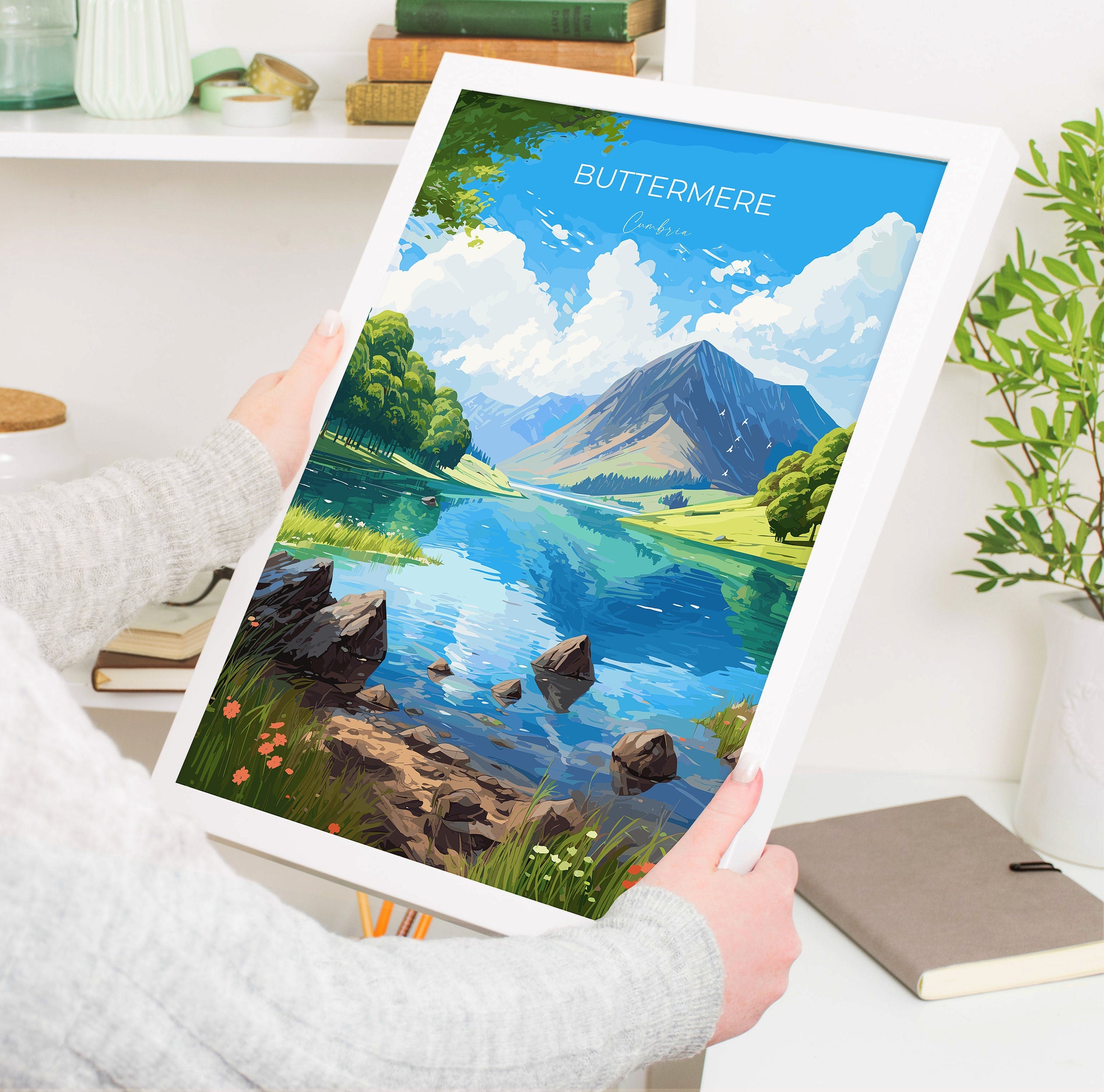 Buttermere Travel Print, Buttermere Travel Poster, England, Cumbria Art, Buttermere Gift, Lake District, Wall Art Print NQ Media Designs