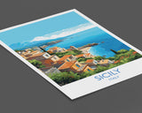 Sicily Travel Print, Travel Poster of Sicily , Italy Poster, SicilyGift, Sicily Art, Italy Art NQ Media Designs