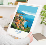 Sicily Travel Print, Travel Poster of Sicily , Italy Poster, SicilyGift, Sicily Art, Italy Art NQ Media Designs