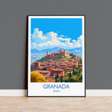 Granada Travel Print, Travel Poster of Granada , Spain Poster, GranadaGift, GranadaArt, Spain Art NQ Media Designs