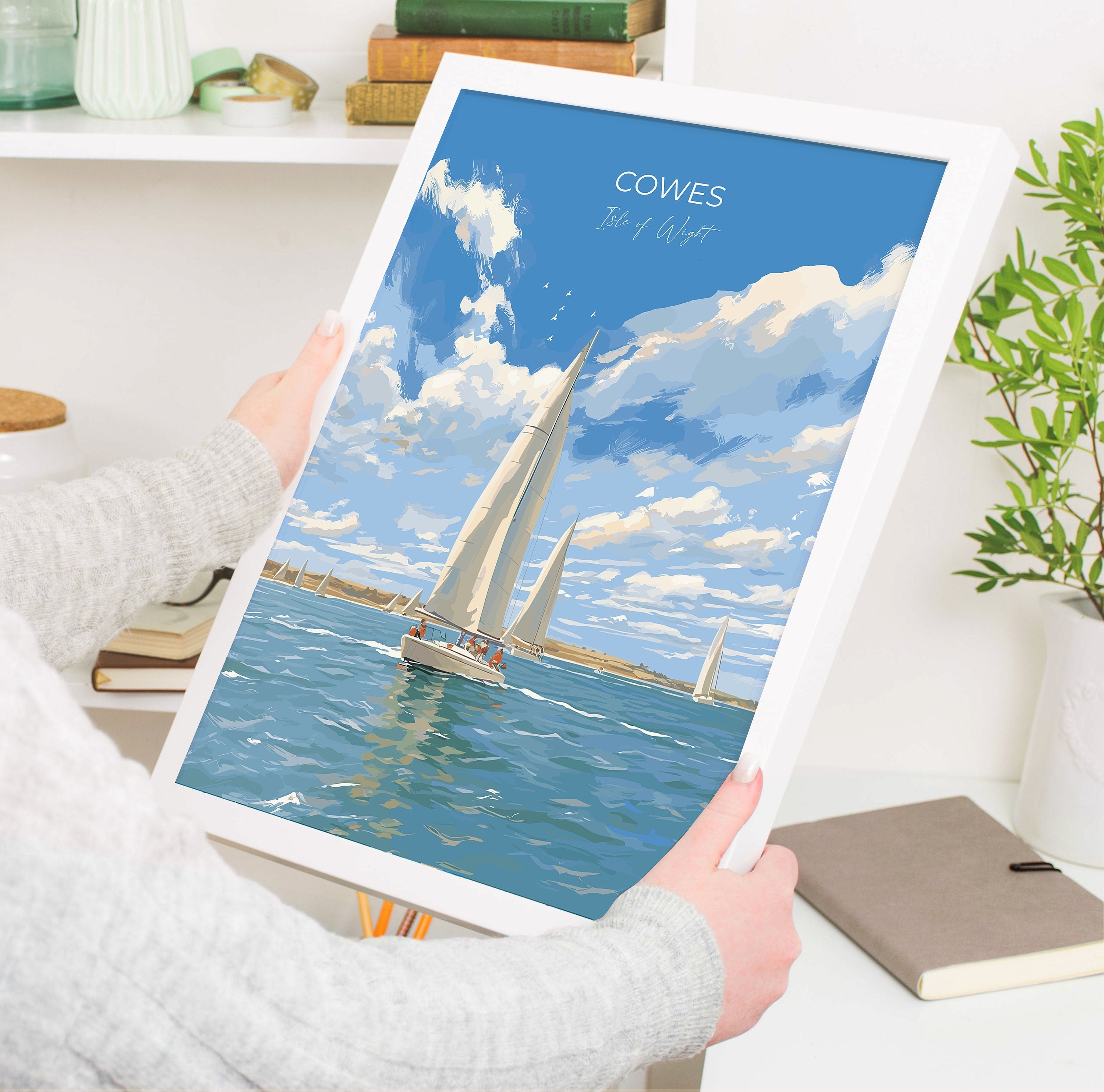 Cowes Travel Print, Travel Poster of Cowes, Cowes Gift, Cowes Art, Sailing Art, Isle of Wight Gift, NQ Media Designs