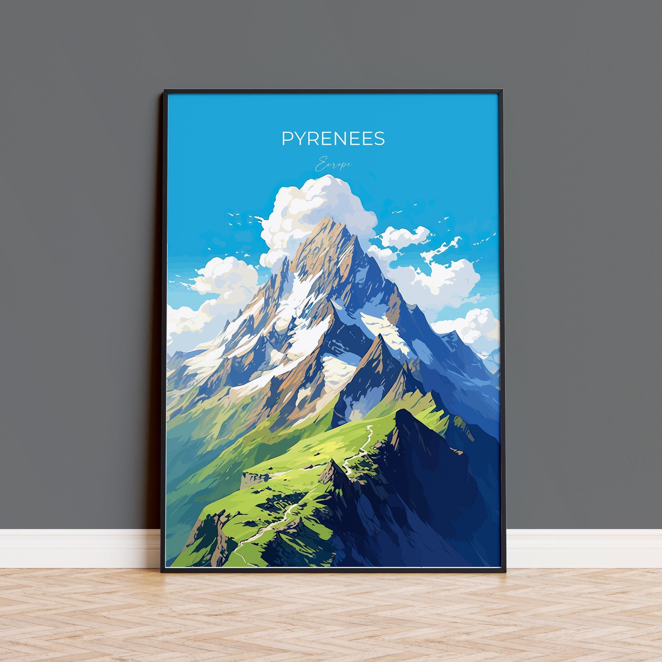 Pyrenees Travel Print, Travel Poster of Pyrenees, Pyrenees Gift, Mountain Art, Pyrenees Gift, Wall Art Print NQ Media Designs