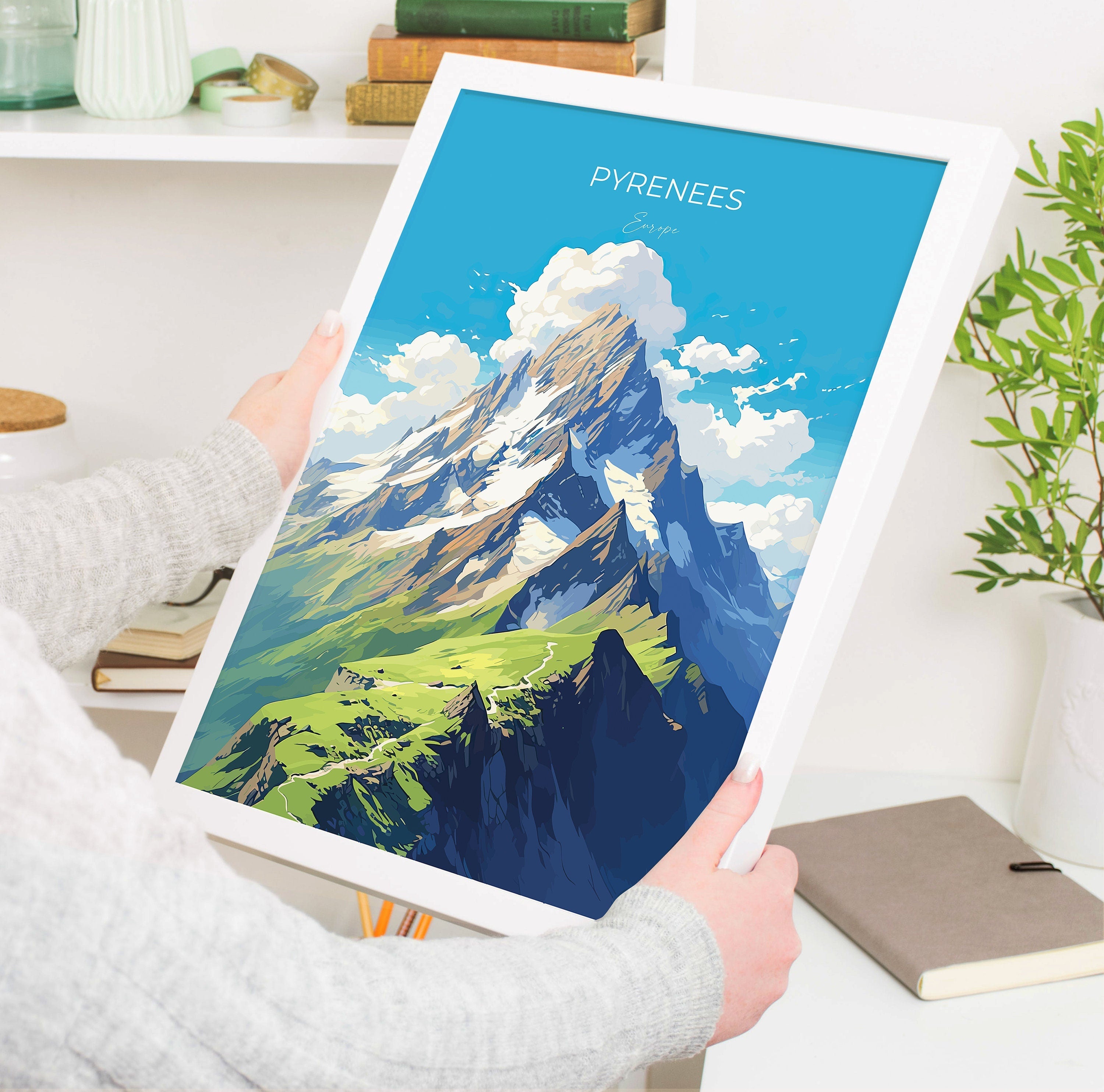 Pyrenees Travel Print, Travel Poster of Pyrenees, Pyrenees Gift, Mountain Art, Pyrenees Gift, Wall Art Print NQ Media Designs