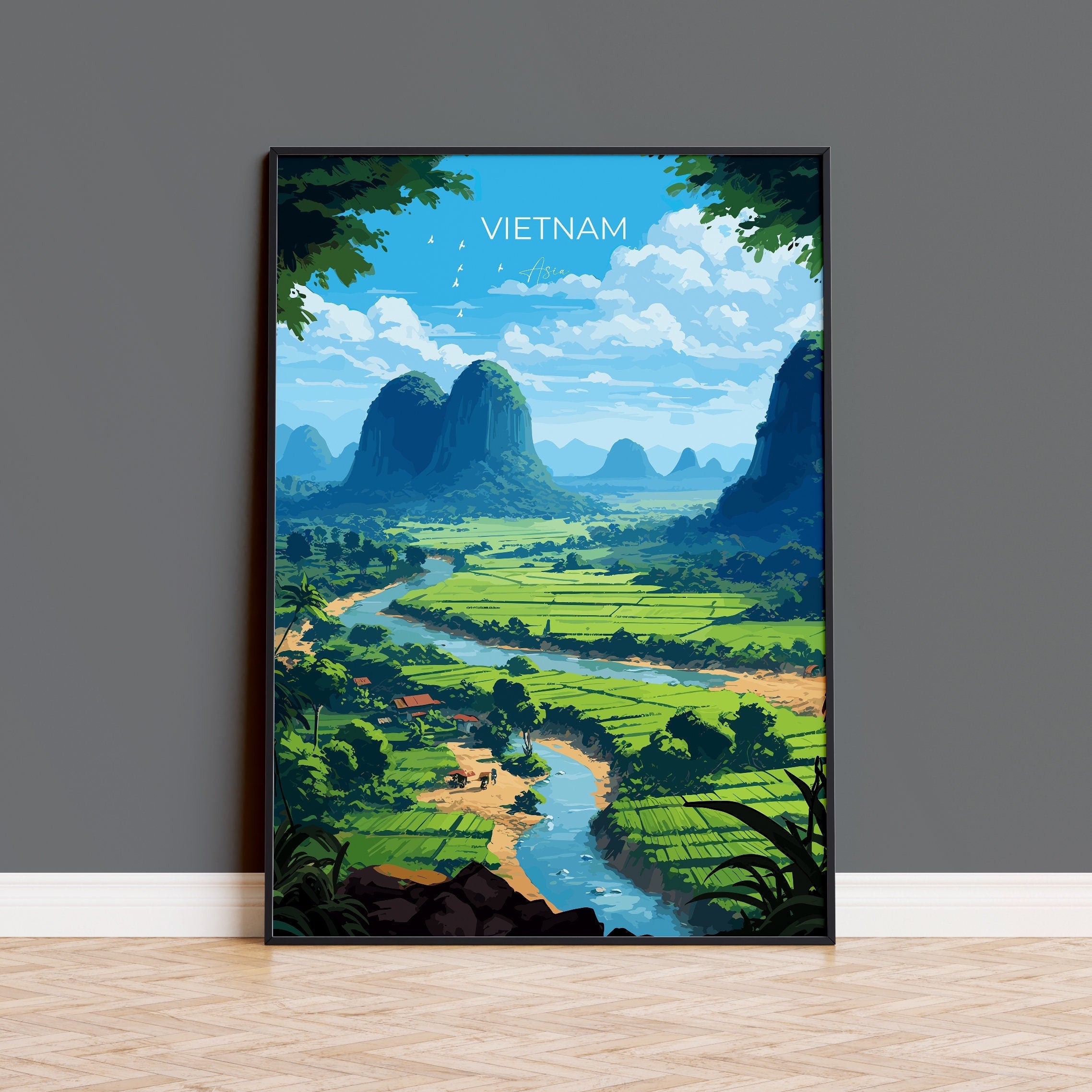 Vietnam Print, Travel Poster of Vietnam, Asia, Vietnam Art, Vietnam Gift, Wall Art Print NQ Media Designs