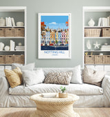 Notting Hill Travel Print, Travel Poster of Notting Hill, London Poster, Notting Hill Gift, Notting Hill Art, London Art UK Travel Gift NQ Media Designs