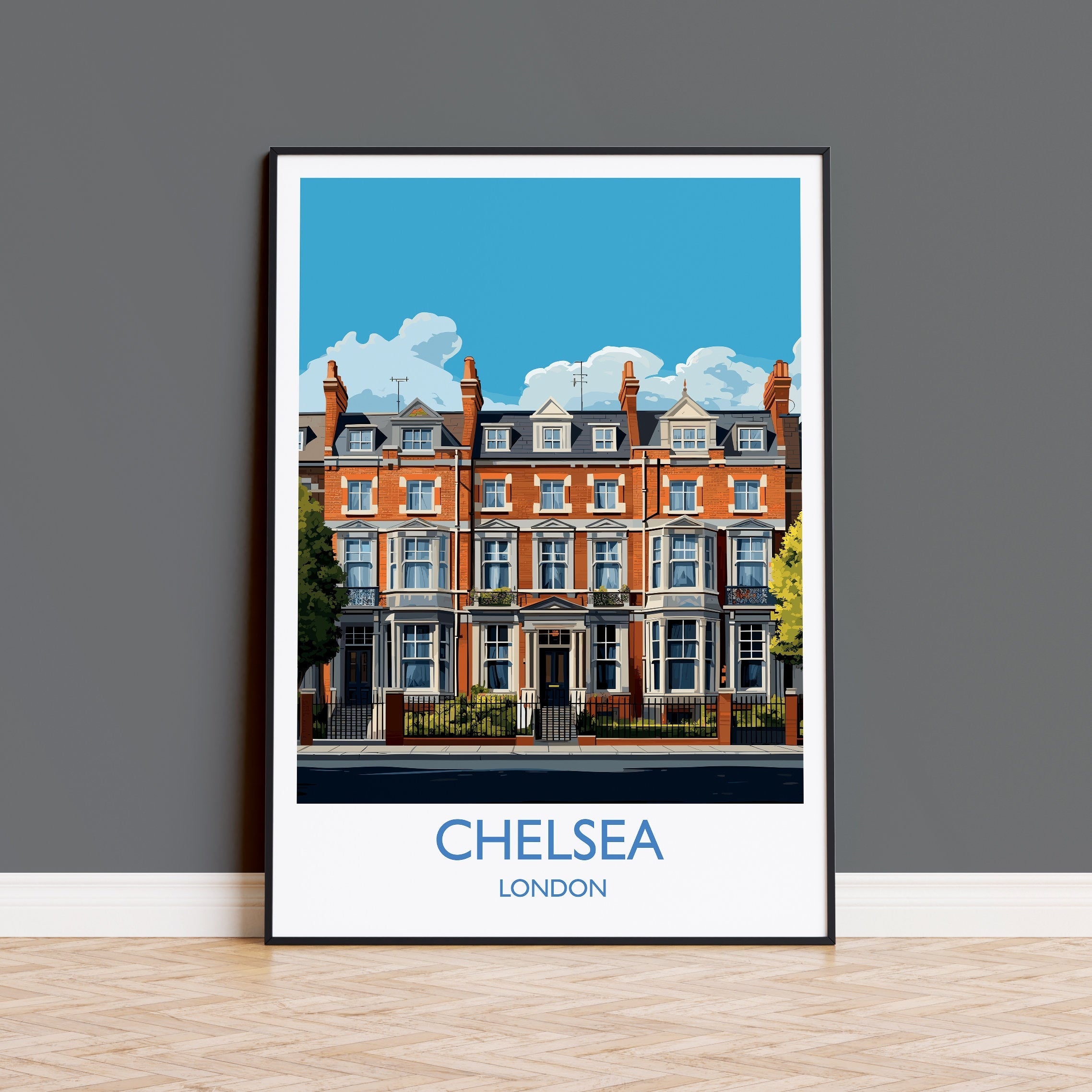 Chelsea Travel Poster, Travel Print of Chelsea, London Poster, Chelsea Gift, Chelsea Art, London Art UK Travel Gift NQ Media Designs