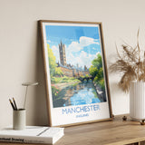 Manchester Travel Print, Travel Poster of Manchester, Lancashire, Manchester Gift, Manchester Art, Lancashire Poster NQ Media Designs