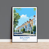 Balham Travel Poster, Travel Print of Balham, London Poster, Balham Gift, Balham Art, London Art UK Travel Gift NQ Media Designs
