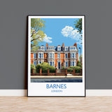 Barnes Travel Poster, Travel Print of Barnes, London Poster, Barnes Gift, Barnes Art, London Art UK Travel Gift NQ Media Designs