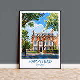 Hampstead Travel Poster, Travel Print of Hampstead, London Poster, Hampstead Gift, Hampstead Art, London Art UK Travel Gift NQ Media Designs