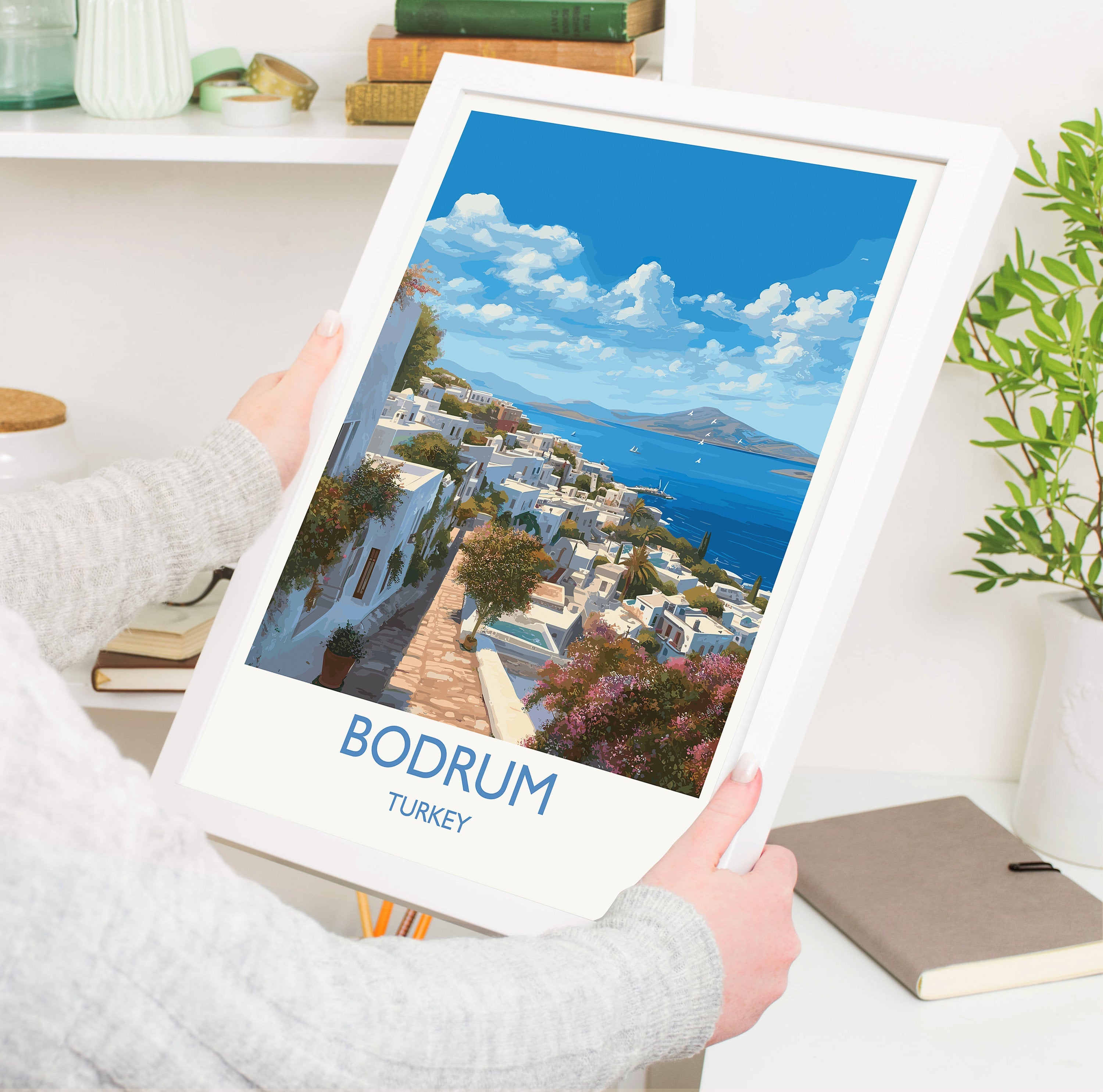 Bodrum Travel Print, Travel Poster of Bodrum, Turkey Poster, Bodrum Gift, Bodrum Art, Turkey Art NQ Media Designs
