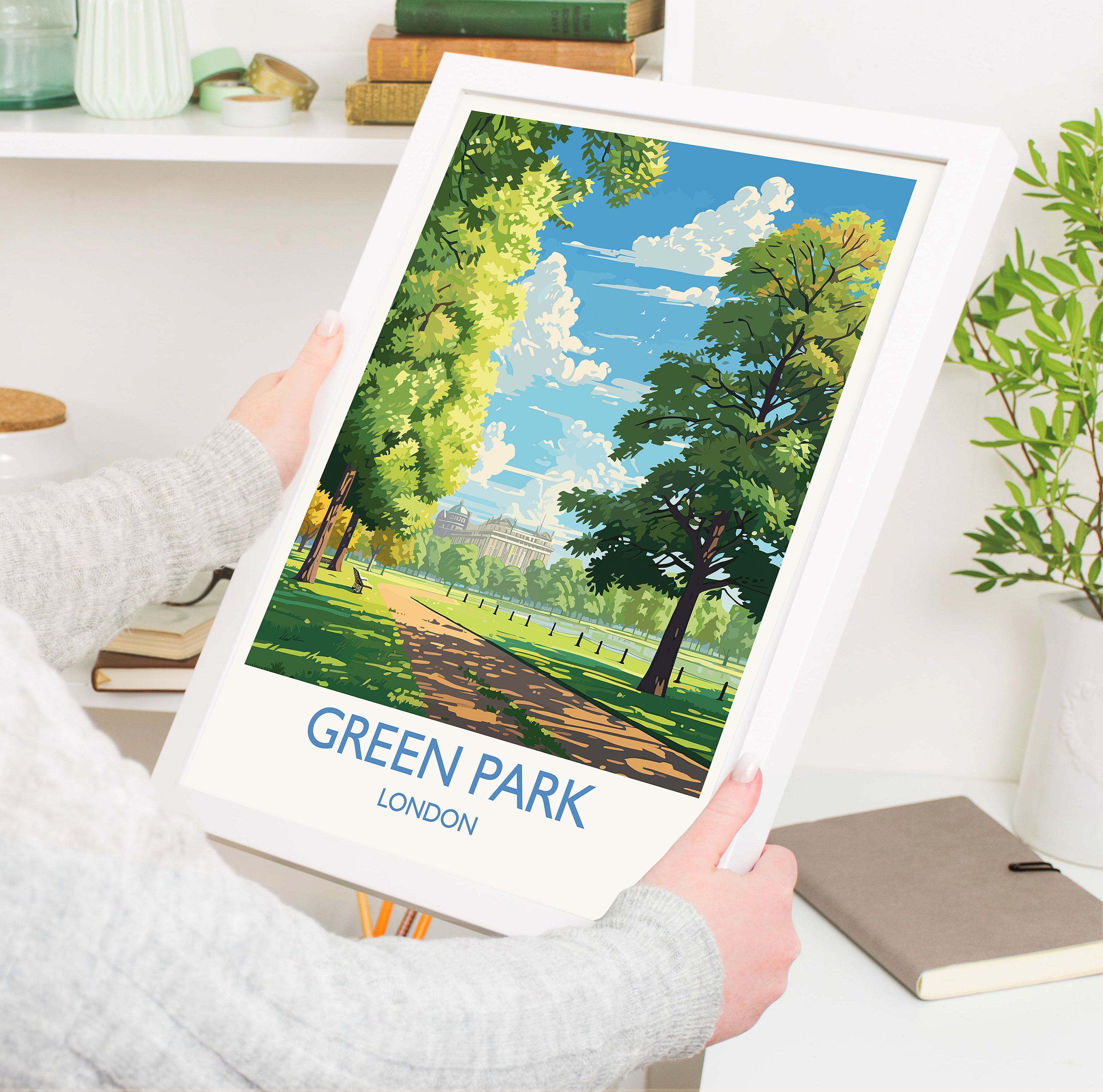 Green Park Travel Print, Travel Poster of Green Park, London Poster, Green Park Gift, Green Park Art, London Art UK Travel Gift NQ Media Designs