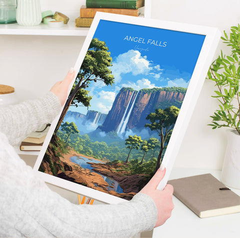 Angel Falls Print, Travel Poster of Angel Falls, Venezuela Art, Angel Falls Art Gift, South America Gift, Travel Gift