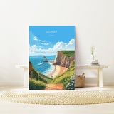 Dorset Travel Poster, Travel Print of Dorset, England, Dorset Coast Art, Dorset Gift, Wall Art Print NQ Media Designs