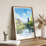 Manchester Travel Print, Travel Poster of Manchester, Lancashire, Manchester Gift, Manchester Art, Lancashire Poster NQ Media Designs