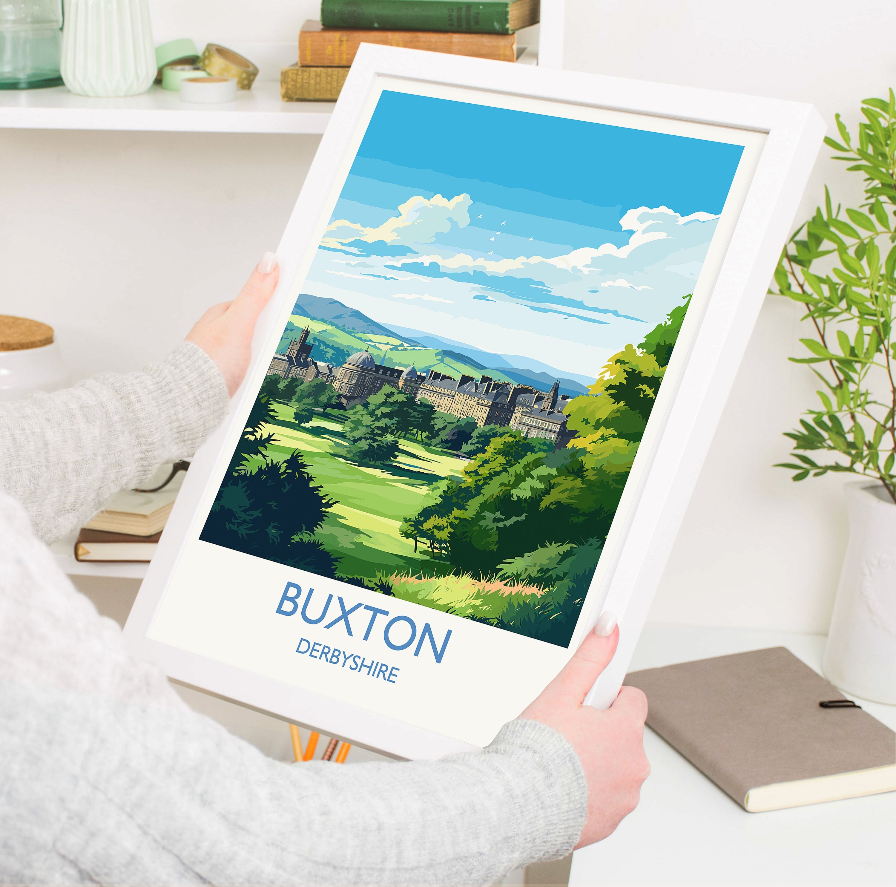 Buxton Travel Print, Travel Poster of Buxton, Buxton, Buxton Gift, Derbyshire Art NQ Media Designs