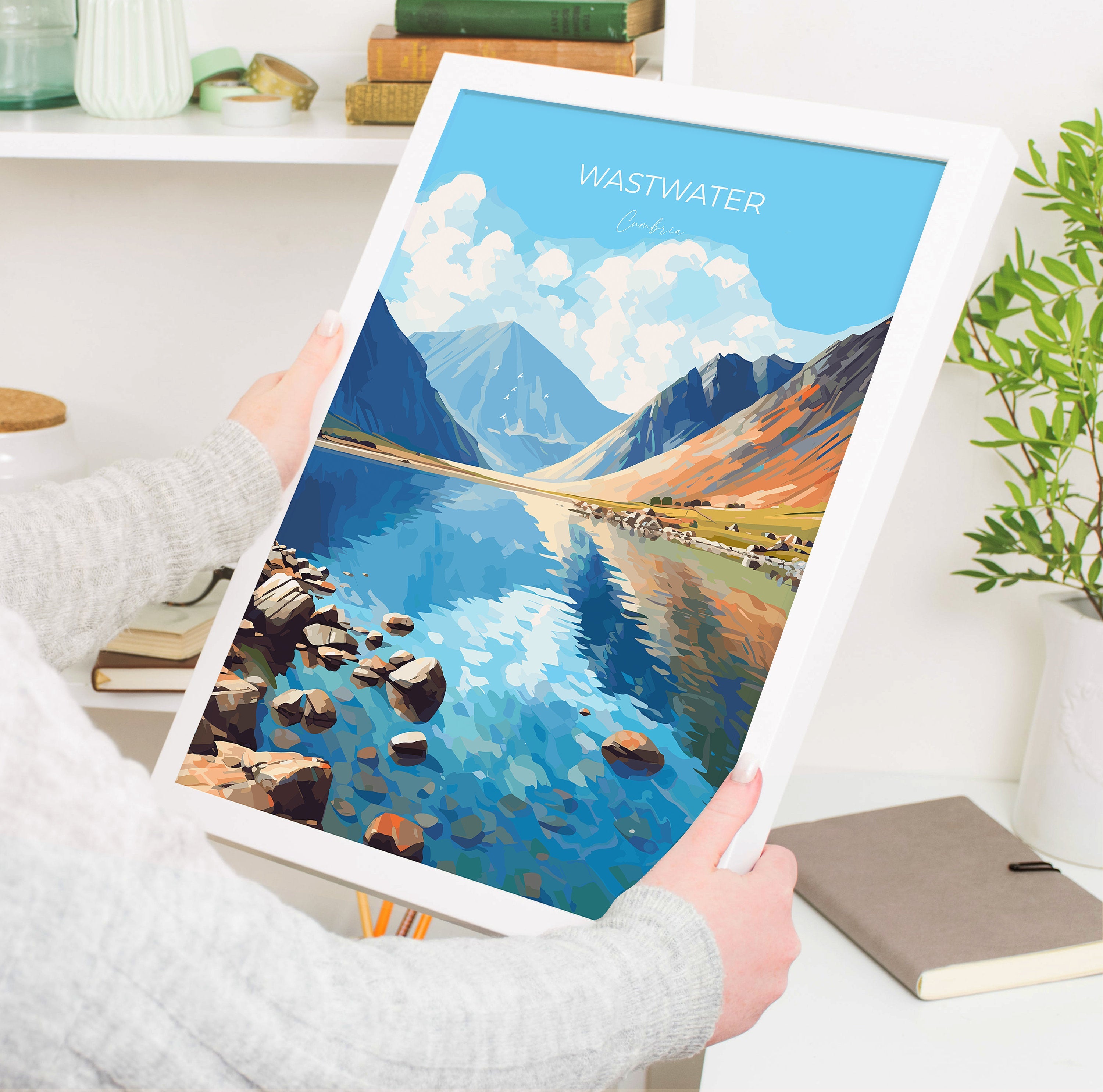 Wastwater Travel Print, Wastwater Travel Poster, England, Cumbria Art, Wastwater Gift, Lake District, Wall Art Print NQ Media Designs