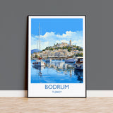 Bodrum Travel Print, Travel Poster of Bodrum, Turkey Poster, Bodrum Gift, Bodrum Art, Turkey Art NQ Media Designs