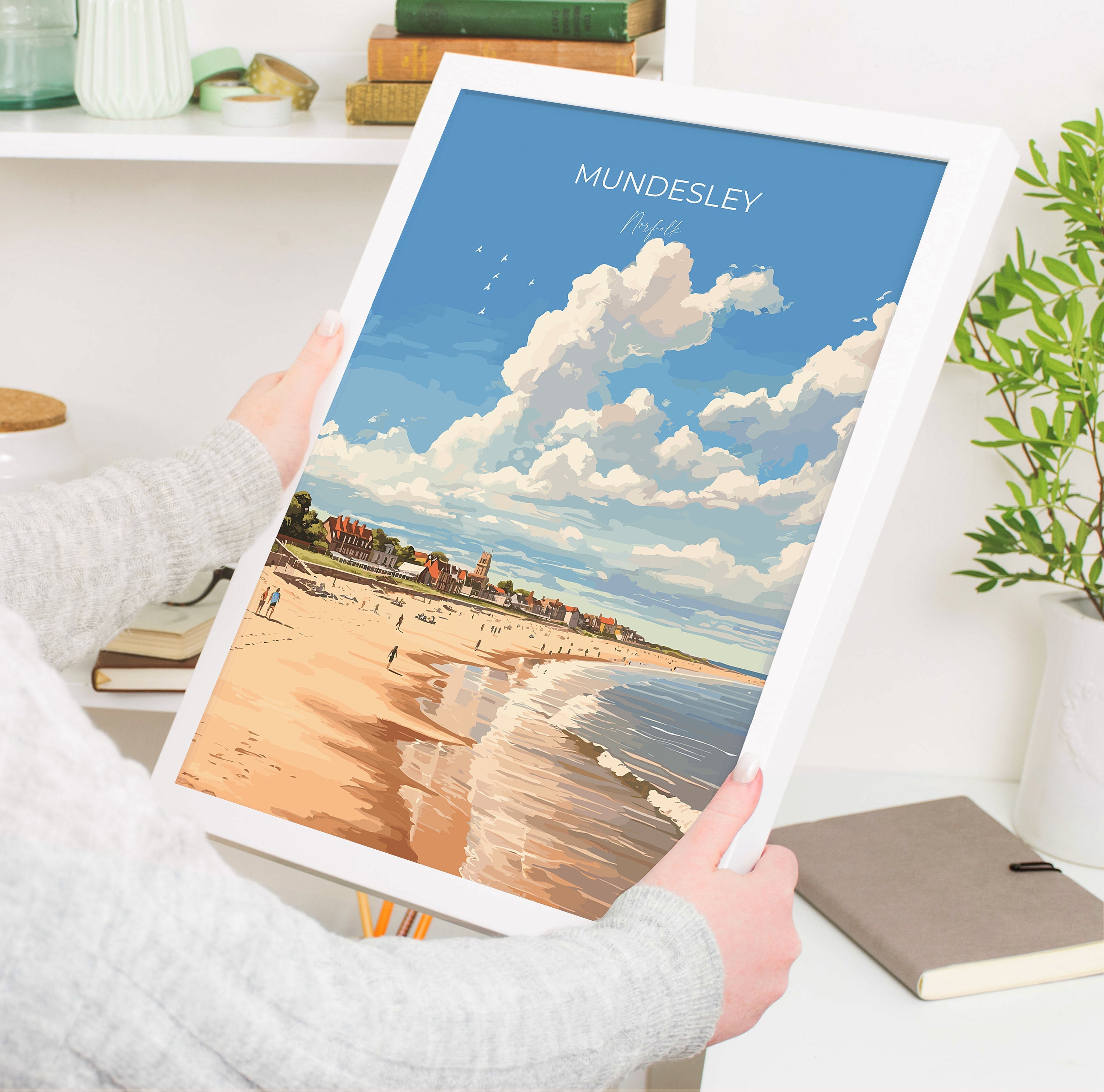 Mundesley Beach Poster, Travel Print of Mundesley, Norfolk Gift, England, Norfolk Art, Mundesley Beach Gift, Wall Art Print NQ Media Designs