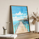 Maldives Travel Print, Travel Poster of Maldives, Indian Ocean, Maldives Gift, Maldives Art, Wall Art Print NQ Media Designs