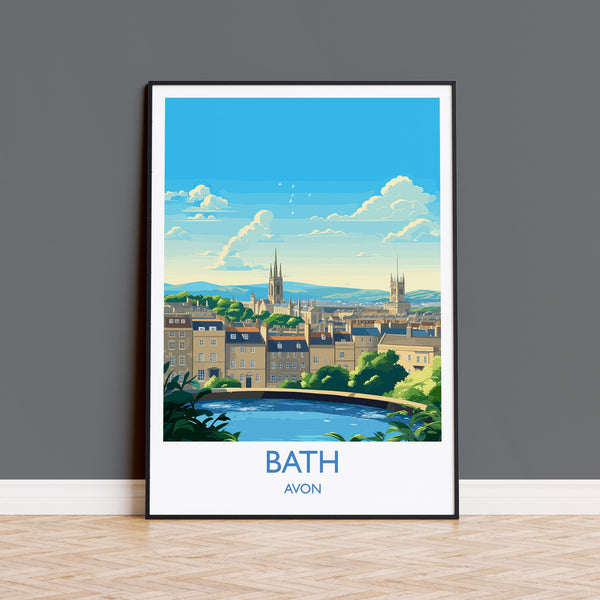 Bath Travel Poster, Travel Print of Bath, England, Cotswolds Art, Bath Gift, Wall Art Print