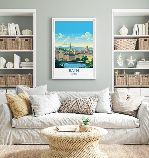 Bath Travel Poster, Travel Print of Bath, England, Cotswolds Art, Bath Gift, Wall Art Print