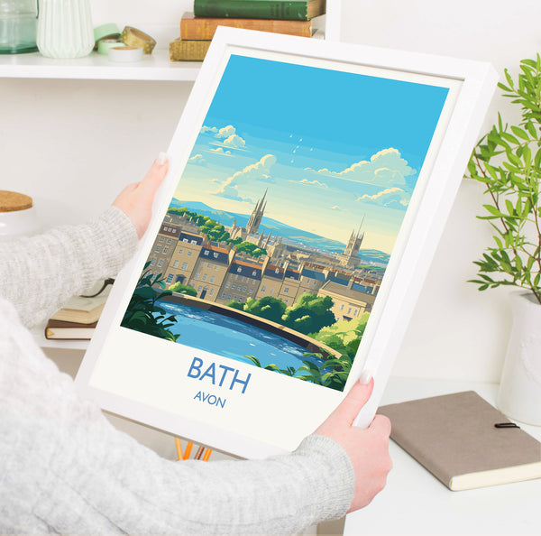 Bath Travel Poster, Travel Print of Bath, England, Cotswolds Art, Bath Gift, Wall Art Print