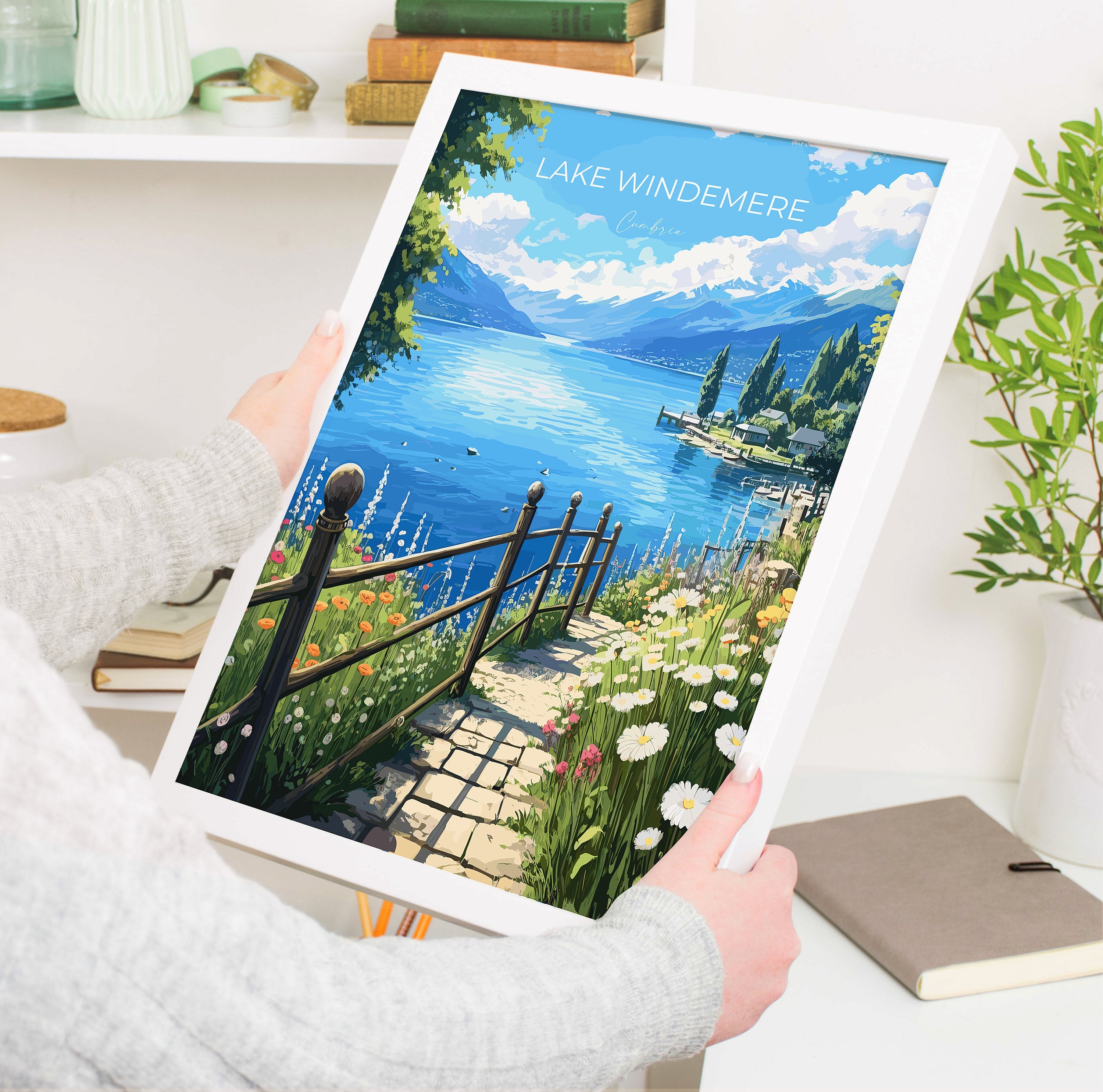 Lake Windermere Travel Print, Lake Windermere Travel Poster, England, Cumbria Art, Lake Windermere Gift, Wall Art Print NQ Media Designs
