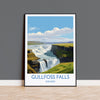 Gullfoss Falls Travel Print, Travel Poster of Gullfoss Falls, Iceland Gift, Iceland Art, Gullfoss Falls Gift, Wall Art Print NQ Media Designs
