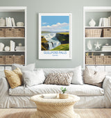 Gullfoss Falls Travel Print, Travel Poster of Gullfoss Falls, Iceland Gift, Iceland Art, Gullfoss Falls Gift, Wall Art Print NQ Media Designs