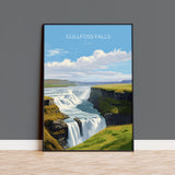 Gullfoss Falls Travel Print, Travel Poster of Gullfoss Falls, Iceland Gift, Iceland Art, Gullfoss Falls Gift, Wall Art Print NQ Media Designs