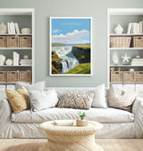Gullfoss Falls Travel Print, Travel Poster of Gullfoss Falls, Iceland Gift, Iceland Art, Gullfoss Falls Gift, Wall Art Print NQ Media Designs