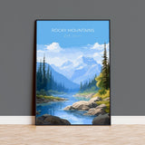 Rocky Mountains Poster, Travel Print of Rocky Mountains, Rockies Art North America, USA, Canada, Travel Gift NQ Media Designs
