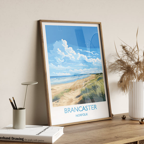 Brancaster Beach Travel Print, Travel Poster of Brancaster, Norfolk Gift, England, Norfolk Art, Brancaster Beach Gift, Wall Art Print