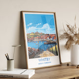 Whitby Travel Print, Travel Poster of Whitby, Yorkshire Gift, England, North Yorkshire Art, Whitby Gift, Wall Art Print NQ Media Designs