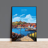Whitby Travel Poster, Travel Print of Whitby, Yorkshire Gift, England, North Yorkshire Art, Whitby Gift, Wall Art Print NQ Media Designs