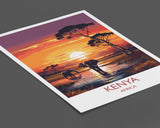 Kenya Travel Print, Travel Poster of Kenya, Kenya Gift, Kenya Sunset Africa, Africa Art Gift, Wall Art Print NQ Media Designs