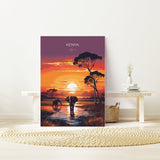 Kenya Travel Print, Travel Poster of Kenya, Kenya Gift, Kenya Sunset Africa, Africa Art Gift, Wall Art Print NQ Media Designs