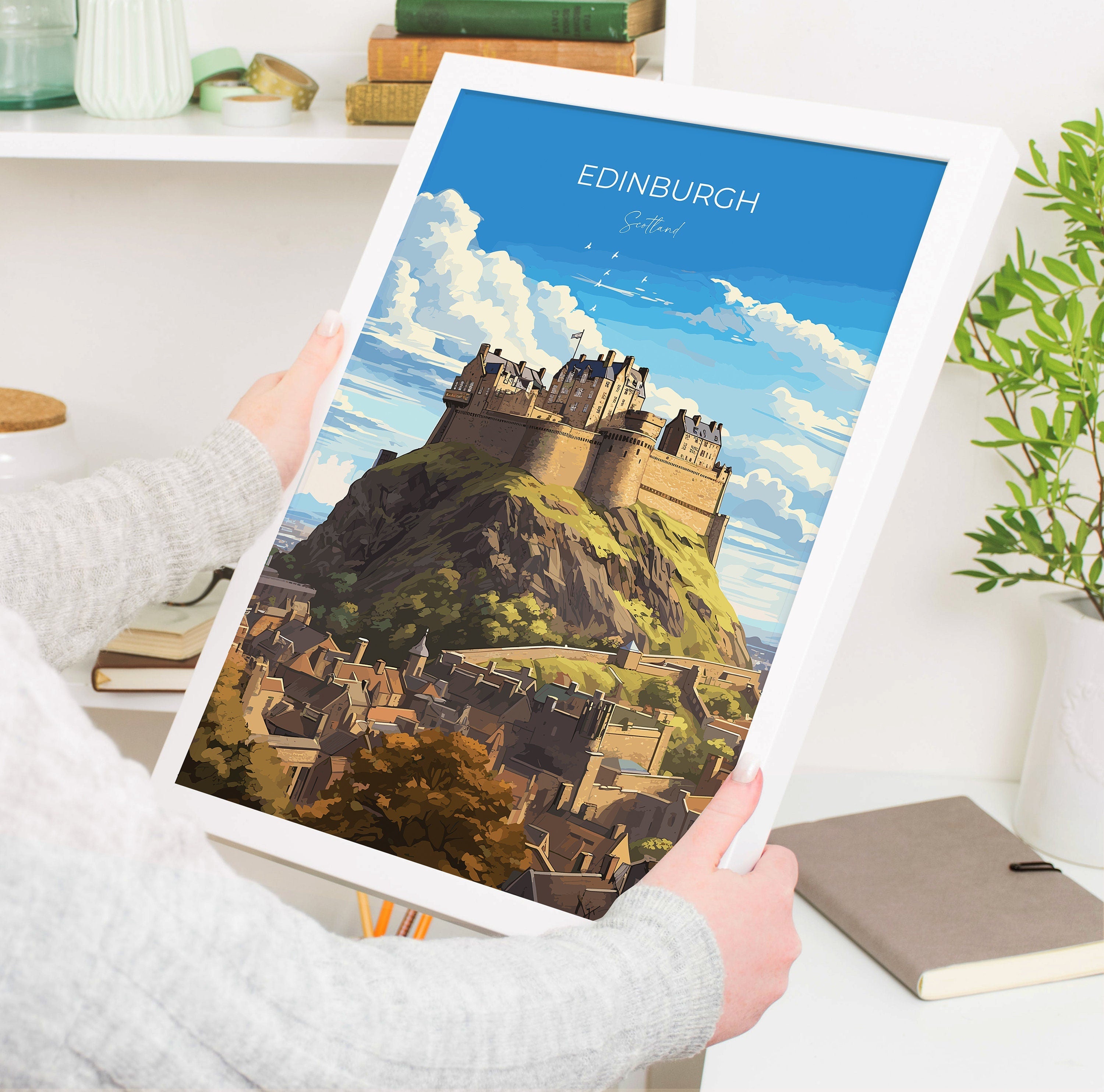 Edinburgh Print, Travel Poster of Edinburgh Castle, Scotland, Edinburgh Castle Art, Edinburgh Gift, Wall Art Print NQ Media Designs
