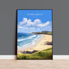 Fistral Beach Print, Travel Poster of Cornwall, England, Cornwall Art, Fistral Beach Gift, Wall Art Print