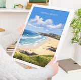 Fistral Beach Print, Travel Poster of Cornwall, England, Cornwall Art, Fistral Beach Gift, Wall Art Print NQ Media Designs