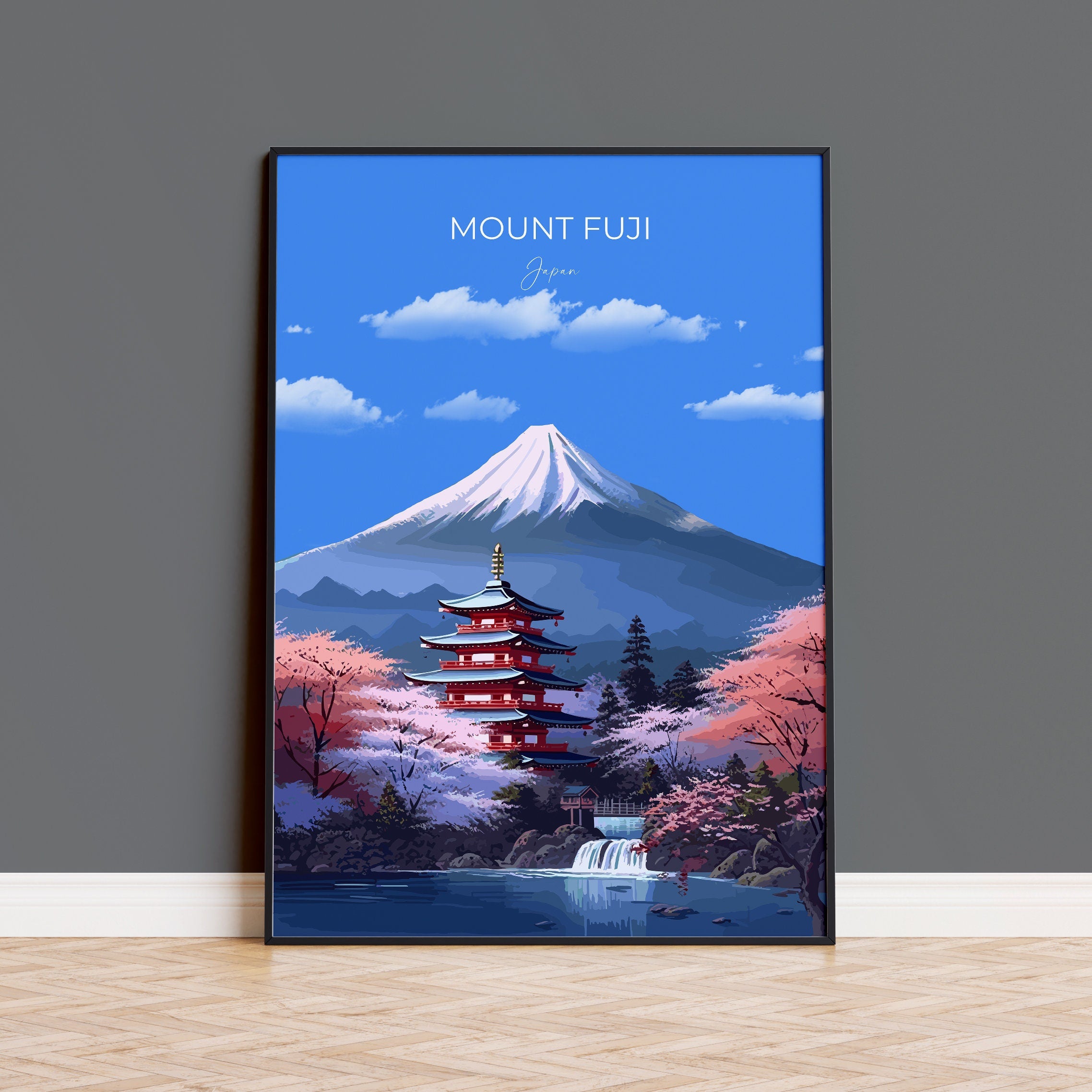 Mount Fuji Print, Travel Poster of Mount Fuji, Japan Art gift, Mount Fuji Art, Travel Gift NQ Media Designs