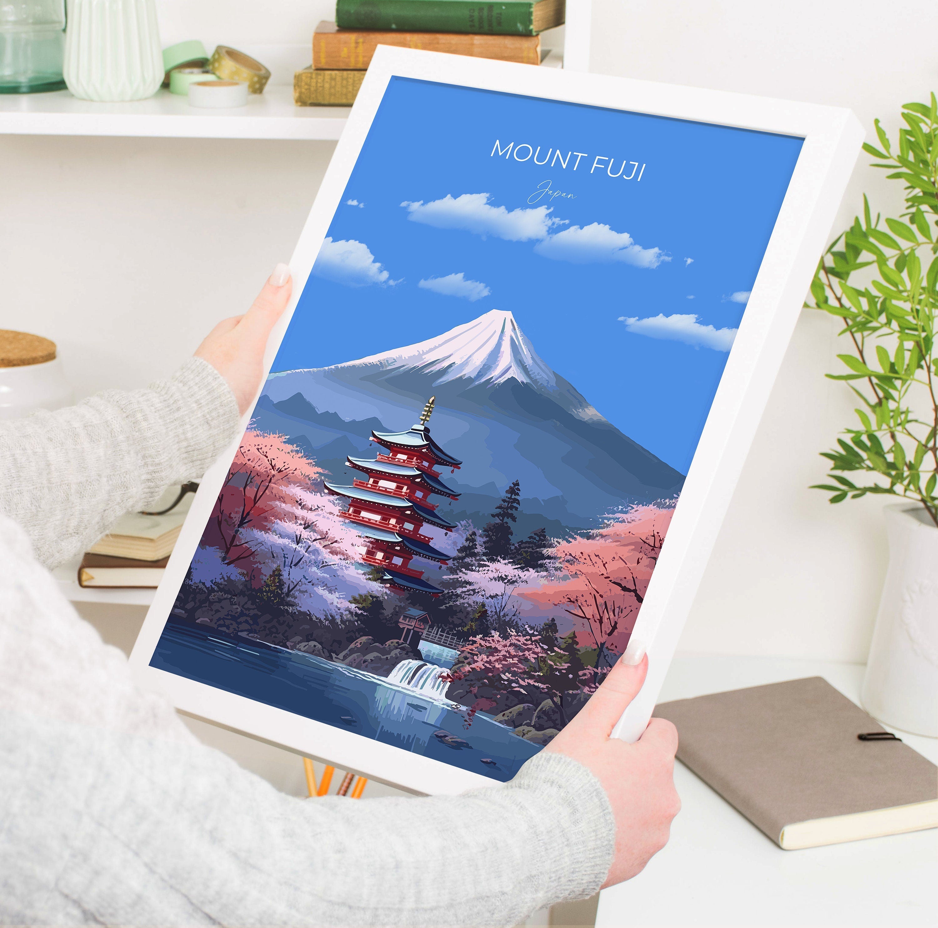 Mount Fuji Print, Travel Poster of Mount Fuji, Japan Art gift, Mount Fuji Art, Travel Gift NQ Media Designs