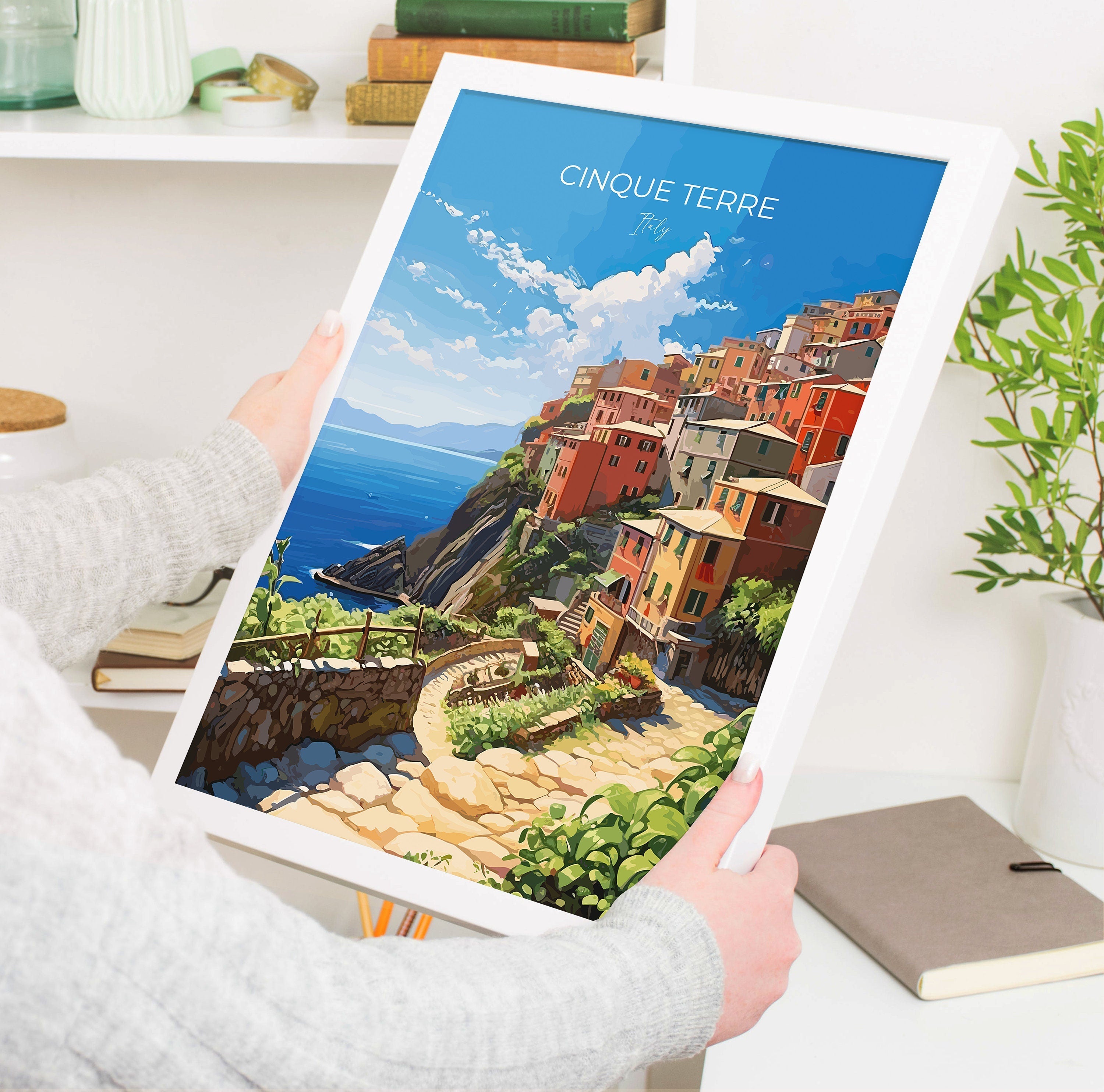 Cinque Terre Travel Print, Travel Poster of Cinque Terre, Italy, Cinque Terre Art, Cinque Terre Gift, Wall Art Print NQ Media Designs
