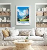 Lauterbrunnen Travel Print, Travel Poster of Lauterbrunnen, Lauterbrunnen Gift, Switzerland Art Gift,Wall Art Print NQ Media Designs